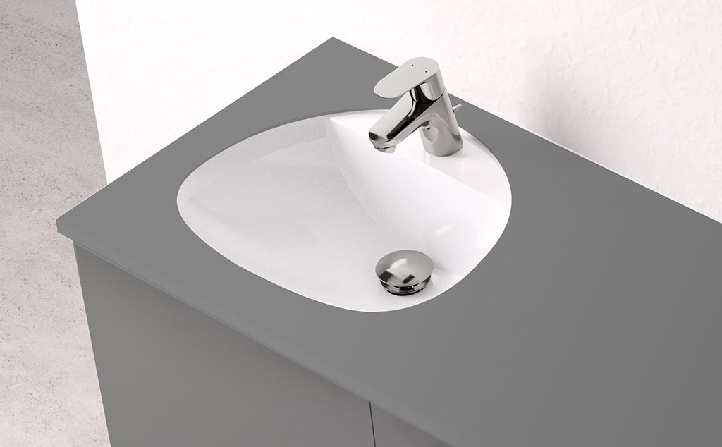 Meuble Intercontidental EDO Plan de travail stratifié Anthracite avec lavabo céramique